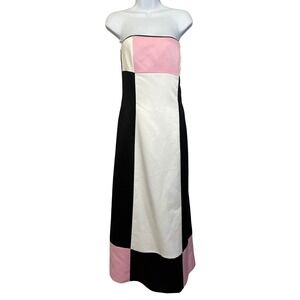 VTG‎ 80s Jessica McClintock Gunne Sax Strapless Gown 11-12 Jr Colorblock Satin